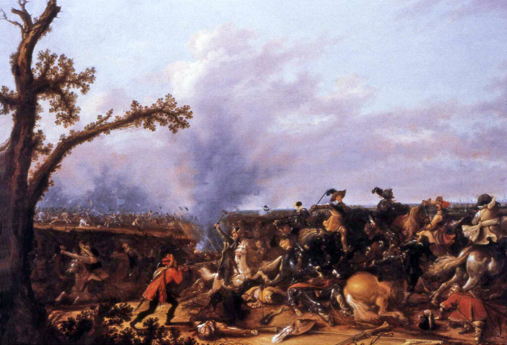 Gustav Adolf i slaget vid Lützen målad av Jan Asselijn 1632